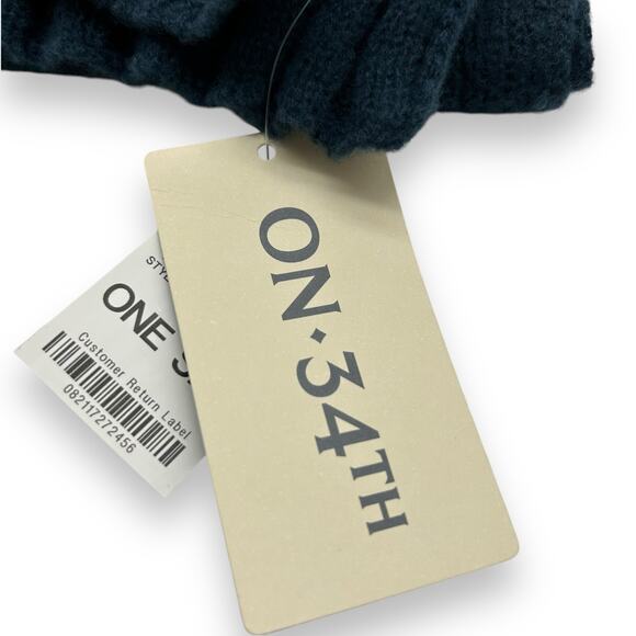 NEW On 34th Wide Ribbed Solid Knit Scarf Navy Blue Winter Wrap Textured - Picture 7 of 9